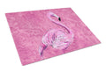 Flamingo on Pink Cutting Board Tempered Glass Kitchen Cutting Surface, Heat Resistant Chopping, Non-Slip Feet, Food Prep & Serving