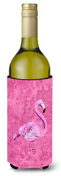 Flamingo on Pink Wine Bottle Hugger Gift Sleeve for Standard 750 ml Bottles, Insulated Reusable Also Fits Mini Shot & Pint Bottles