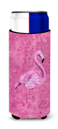 Flamingo on Pink Slim Can Hugger , Insulated Foam Hugger for 12 oz Slim Cans, Beer Bottles & Water Bottles, Printed in USA
