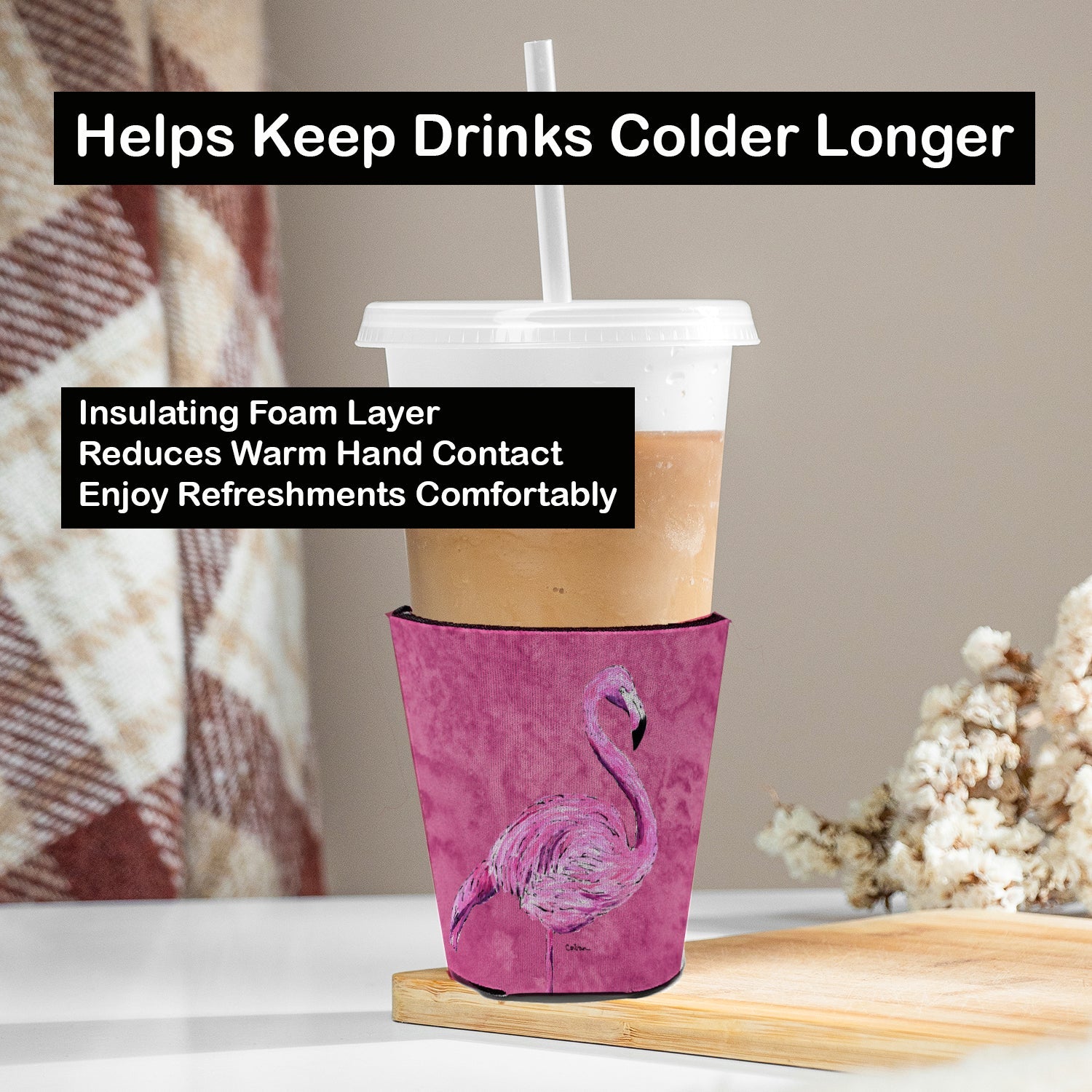 Flamingo on Pink Red Cup Hugger Sleeve for 16–22 oz Party Cups, Insulated Foam Drink Holder for Iced Coffee, Tailgate & BBQ Reusable