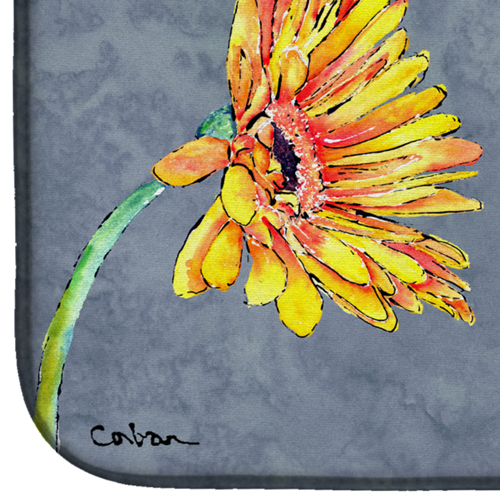 Gerber Daisy and Buttefly Dish Drying Mat Absorbent Dish Drying Mat Pad for Kitchen Counter Dish Drainer Mat for Countertop, 14 x 21", Multicolor
