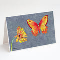 Gerber Daisy and Buttefly Greeting Cards Pack of 8 Blank Cards with Envelopes Whimsical A7 Size 5x7