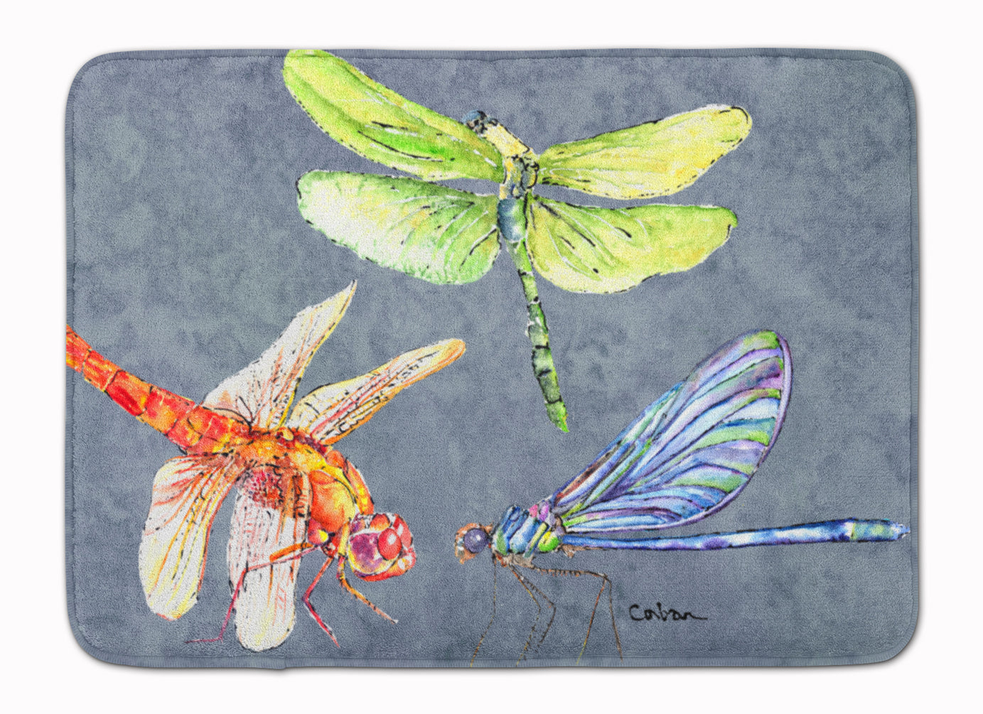 Dragonfly Times Three Memory Foam Kitchen Mat Machine Washable Anti-Fatigue Cushion Comfort Bath or Kitchen Rug
