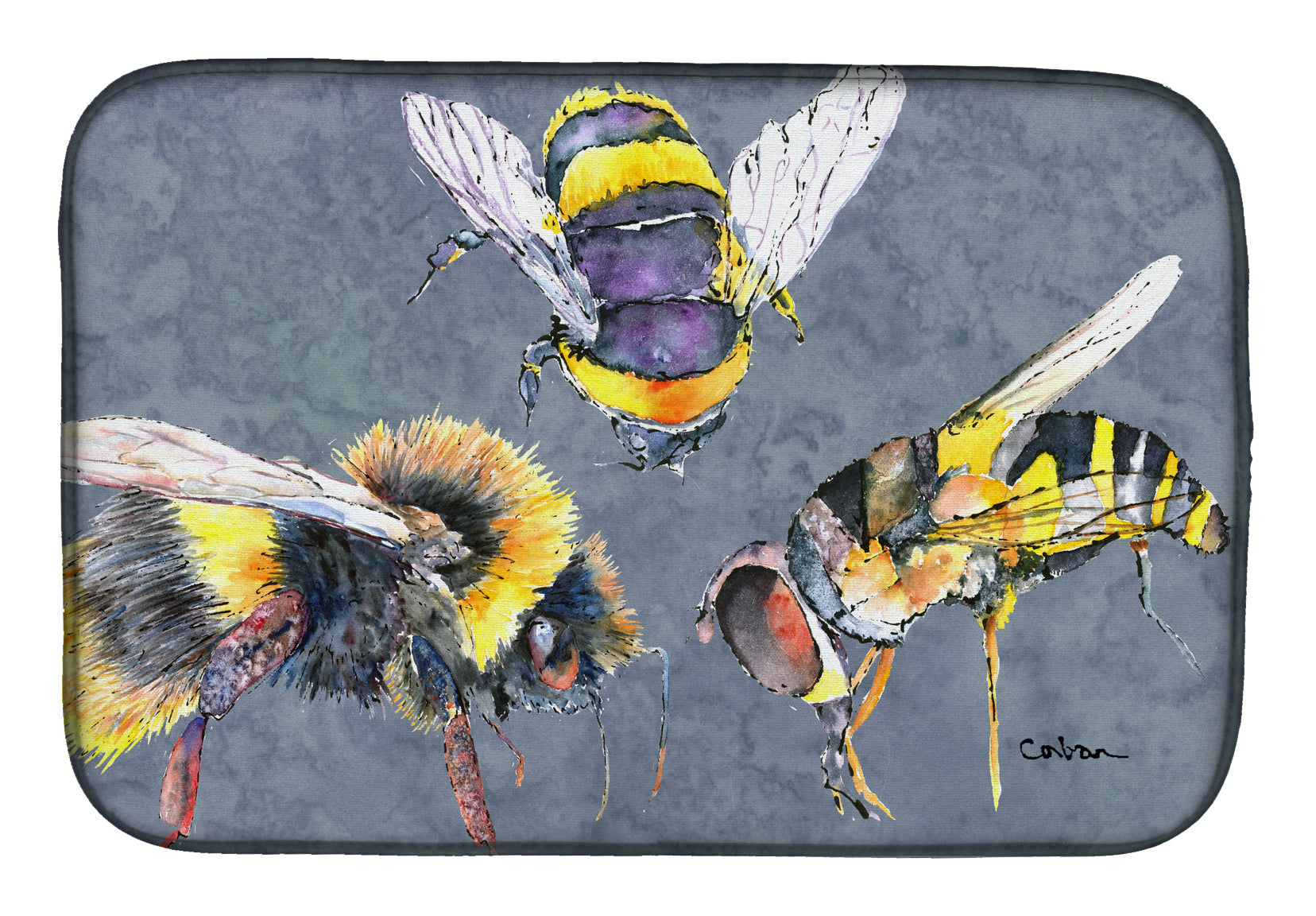 Bee Bees Times Three Dish Drying Mat Absorbent Dish Drying Mat Pad for Kitchen Counter Dish Drainer Mat for Countertop, 14 x 21", Multicolor