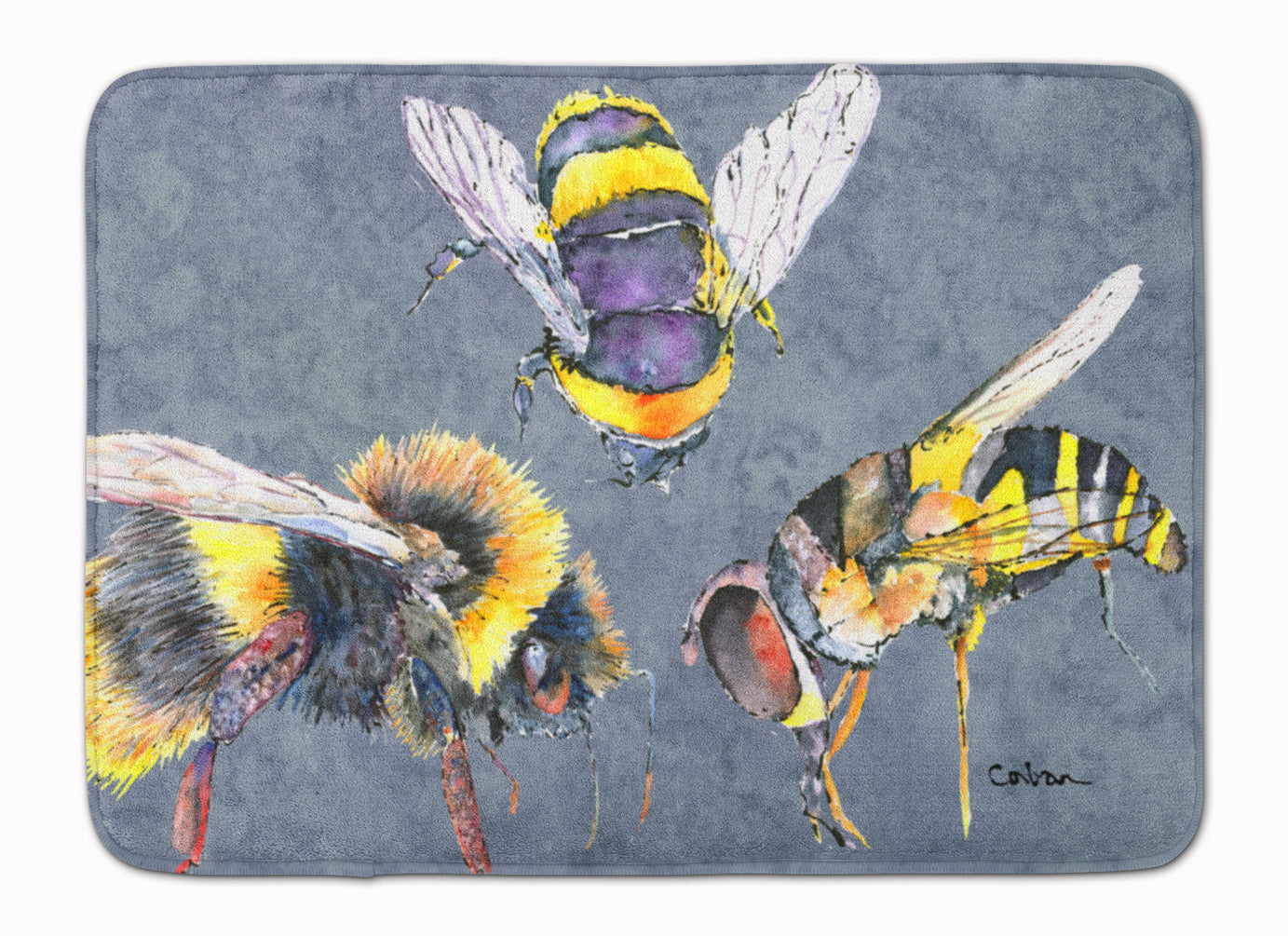 Bee Bees Times Three Memory Foam Kitchen Mat Machine Washable Anti-Fatigue Cushion Comfort Bath or Kitchen Rug