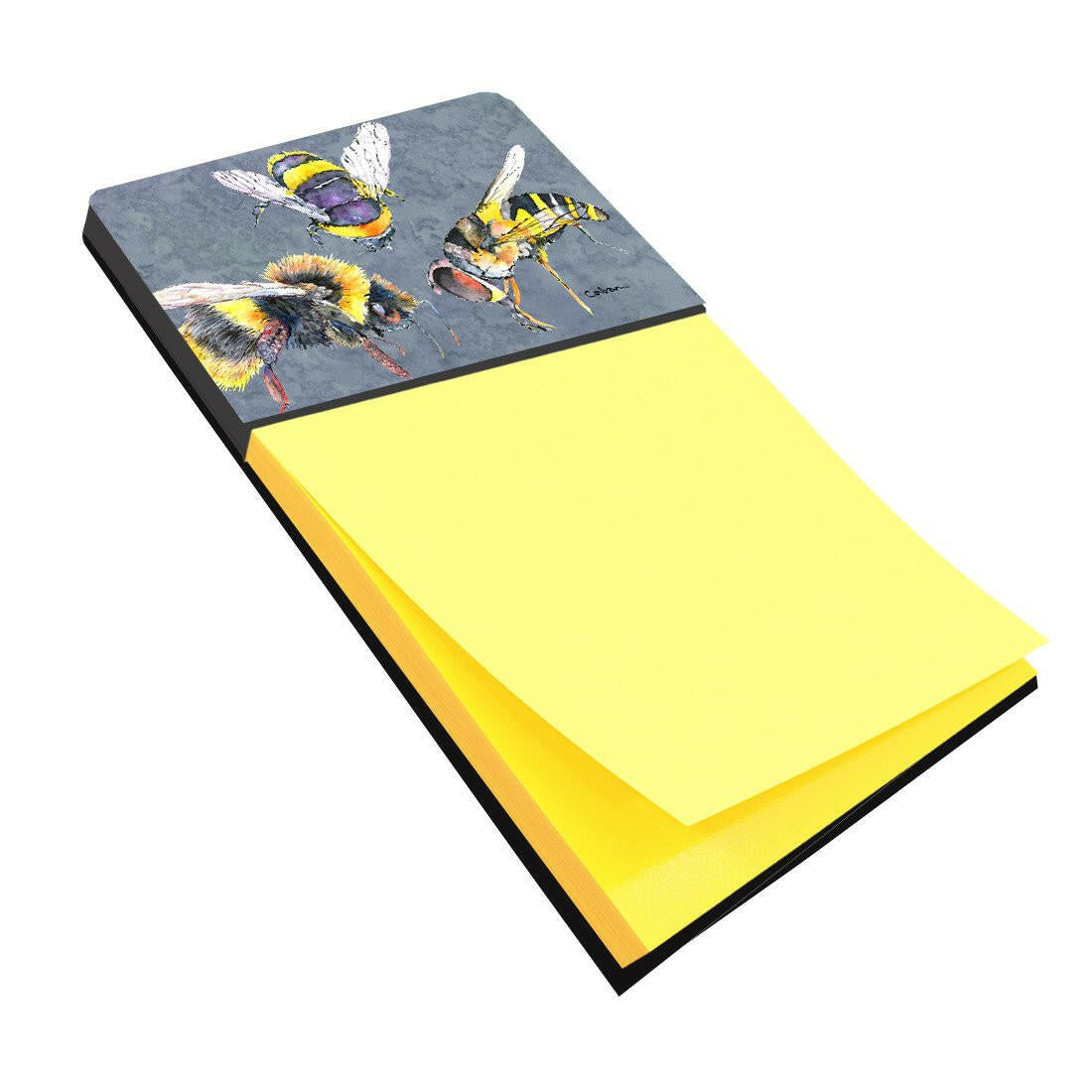 Bee Bees Times Three Watercolor Sticky Note Holder Refillable Dispenser Desk Accessory 3x3 Pad Gift