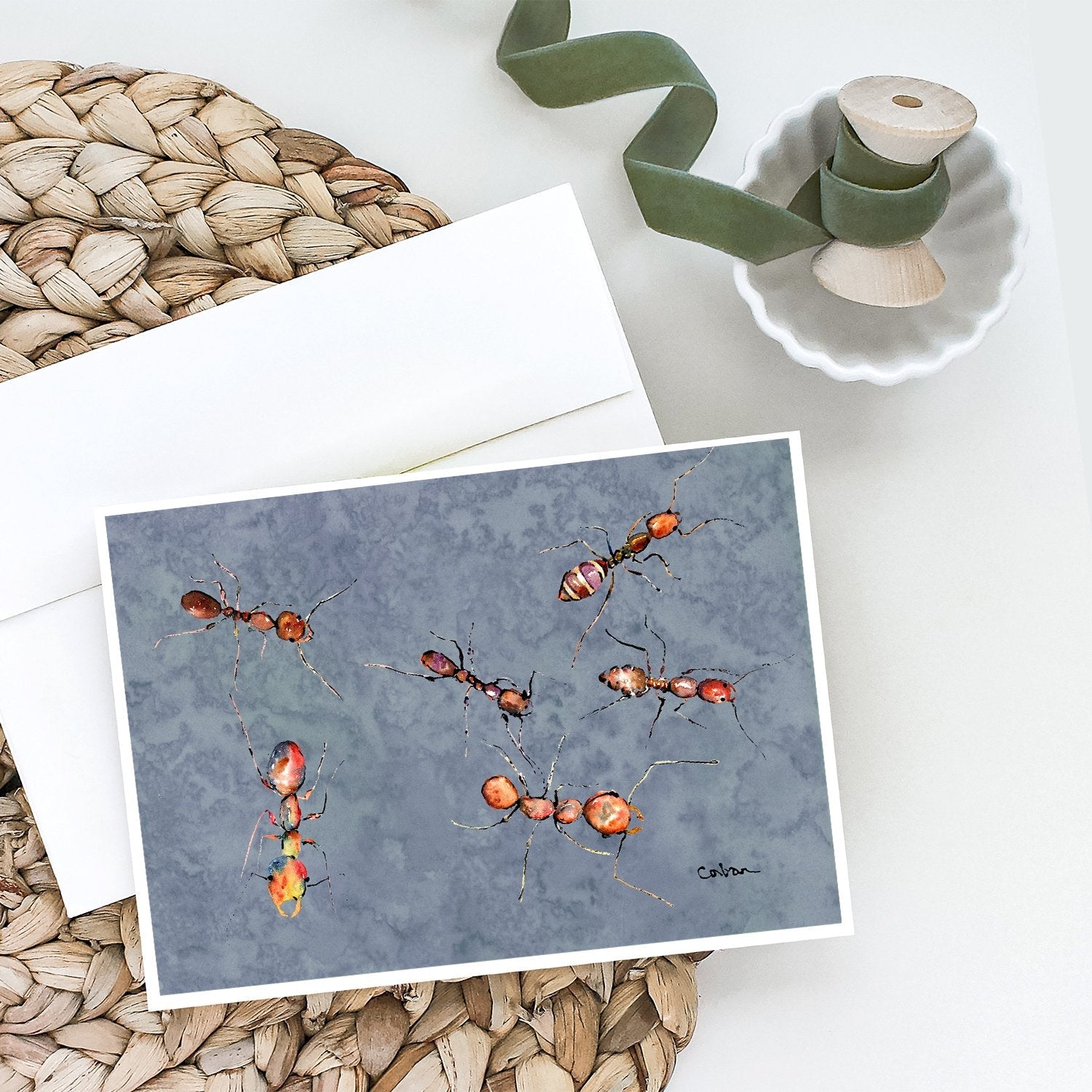 Ants Greeting Cards Pack of 8 Blank Cards with Envelopes Whimsical A7 Size 5x7