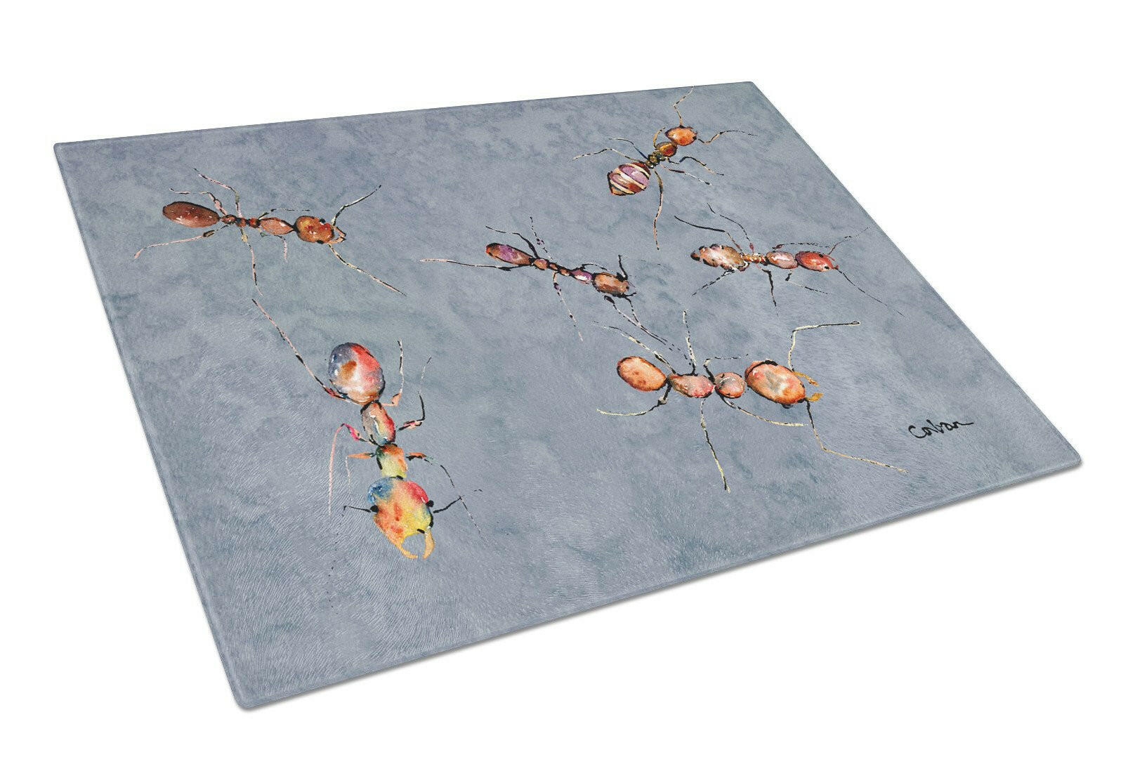 Ants Cutting Board Tempered Glass Kitchen Cutting Surface, Heat Resistant Chopping, Non-Slip Feet, Food Prep & Serving