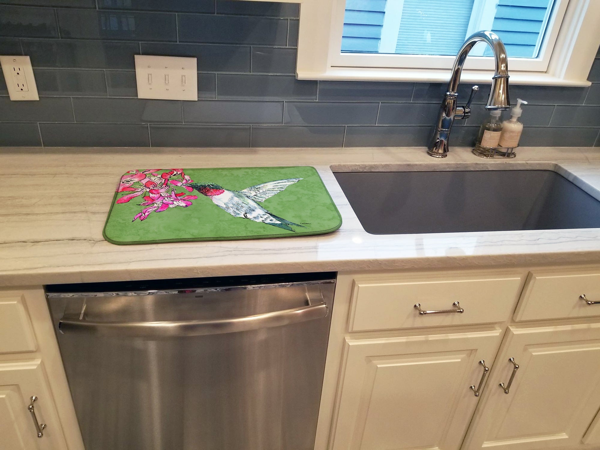 Hummingbird Dish Drying Mat Absorbent Dish Drying Mat Pad for Kitchen Counter Dish Drainer Mat for Countertop, 14 x 21", Multicolor