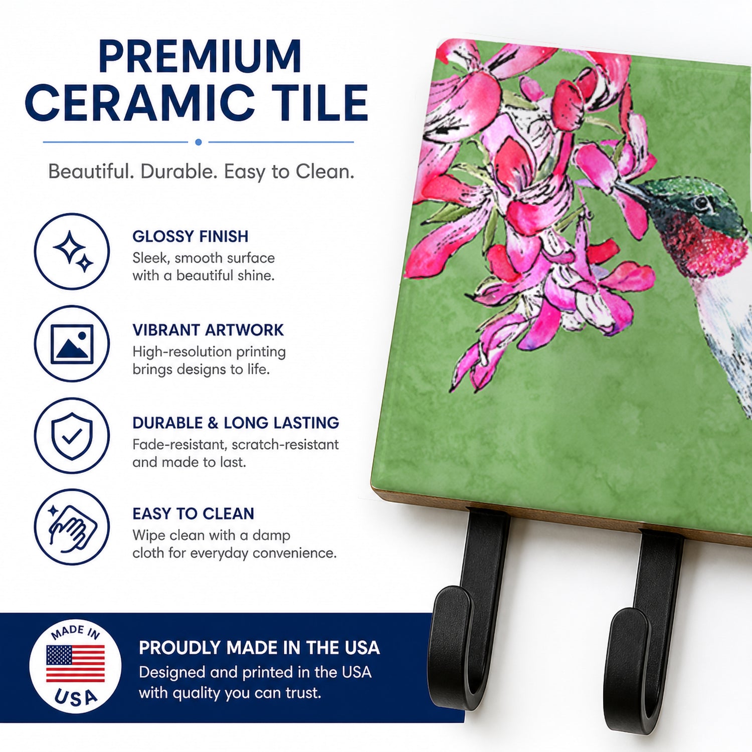 Hummingbird Leash or Key Holder Wall Hooks, Coat Rack Wall Mount, for Hanging Keys, Towels, Aprons, Leashes