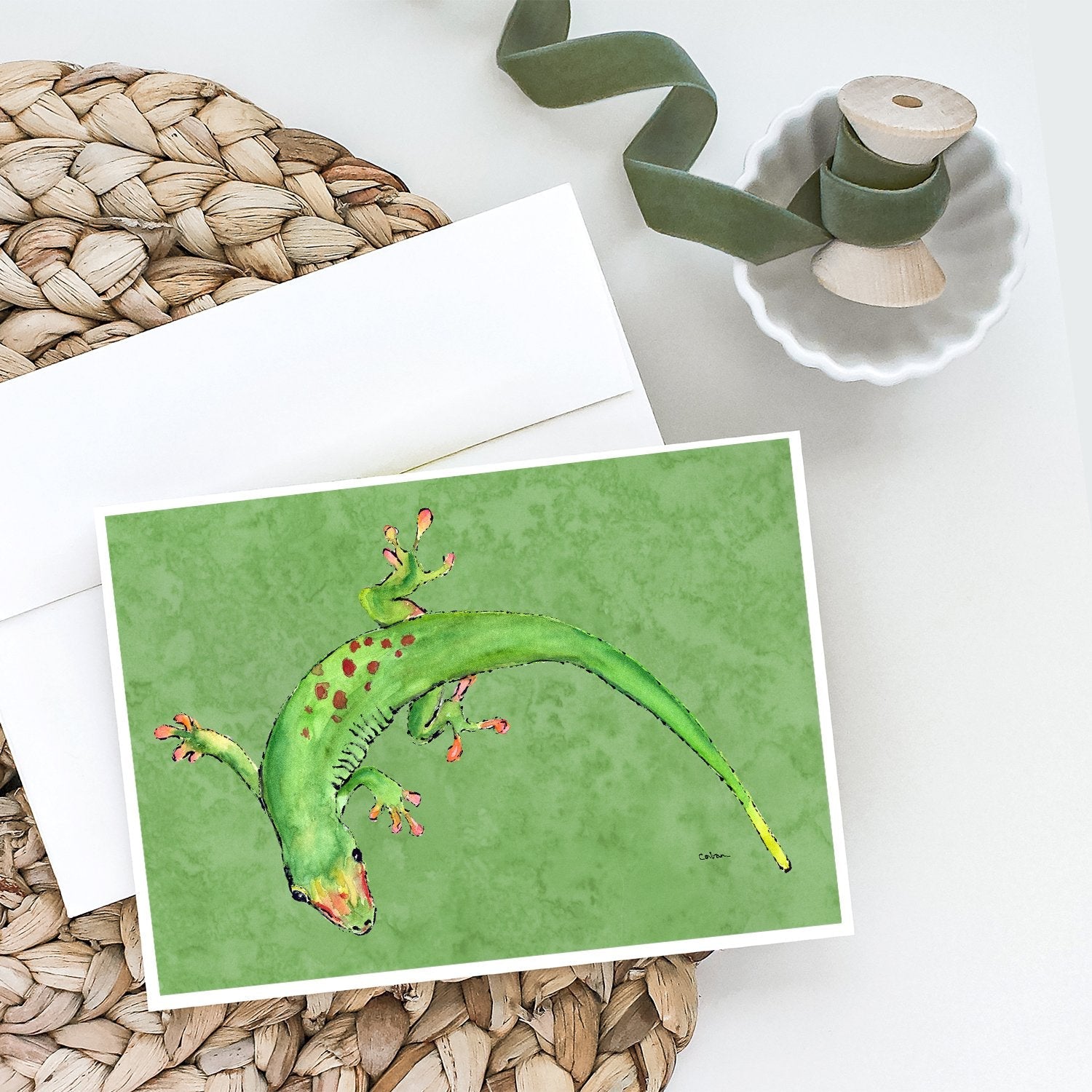 Gecko Greeting Cards Pack of 8 Blank Cards with Envelopes Whimsical A7 Size 5x7