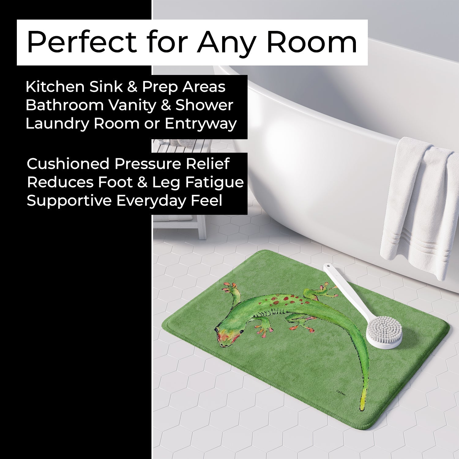 Gecko Memory Foam Kitchen Mat Machine Washable Anti-Fatigue Cushion Comfort Bath or Kitchen Rug