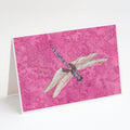 Dragonfly on Pink Greeting Cards Pack of 8 Blank Cards with Envelopes Whimsical A7 Size 5x7