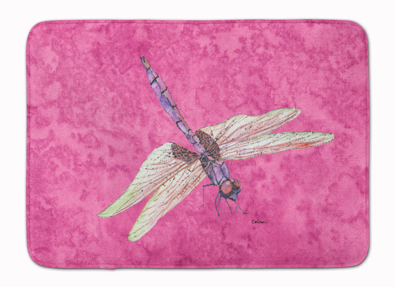 Dragonfly on Pink Memory Foam Kitchen Mat Machine Washable Anti-Fatigue Cushion Comfort Bath or Kitchen Rug