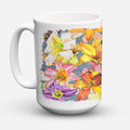 Day Lillies Ceramic Coffee Mug 15 oz Decorative Large C Handle Mug Cup for Tea, Cocoa Hot Chocolate