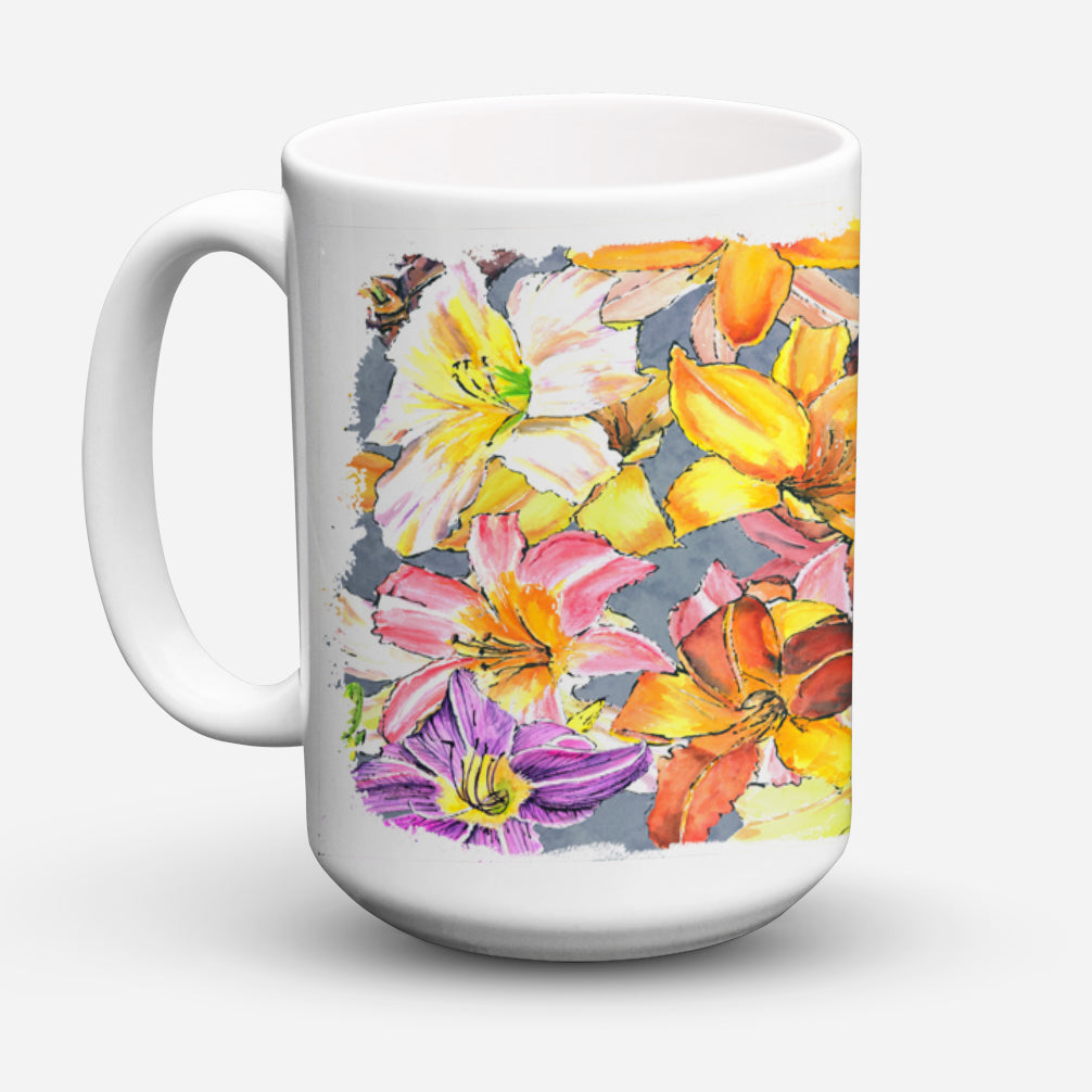 Day Lillies Ceramic Coffee Mug 15 oz Decorative Large C Handle Mug Cup for Tea, Cocoa Hot Chocolate