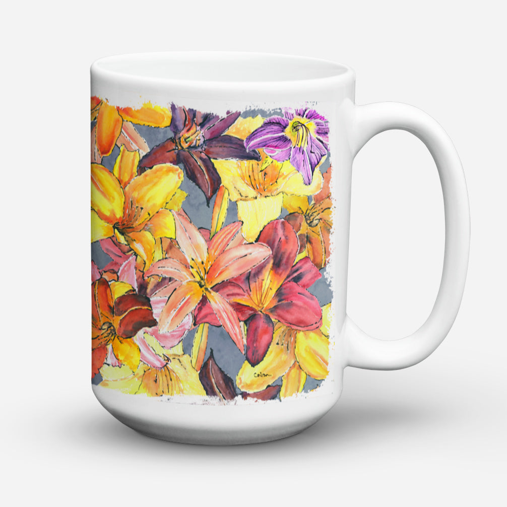 Day Lillies Ceramic Coffee Mug 15 oz Decorative Large C Handle Mug Cup for Tea, Cocoa Hot Chocolate