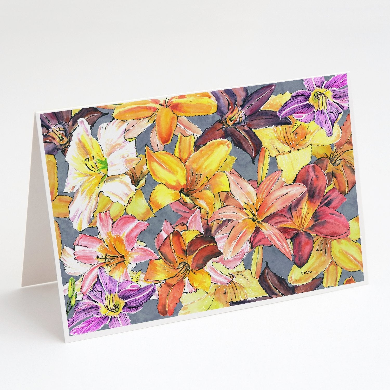 Day Lillies Greeting Cards Pack of 8 Blank Cards with Envelopes Whimsical A7 Size 5x7