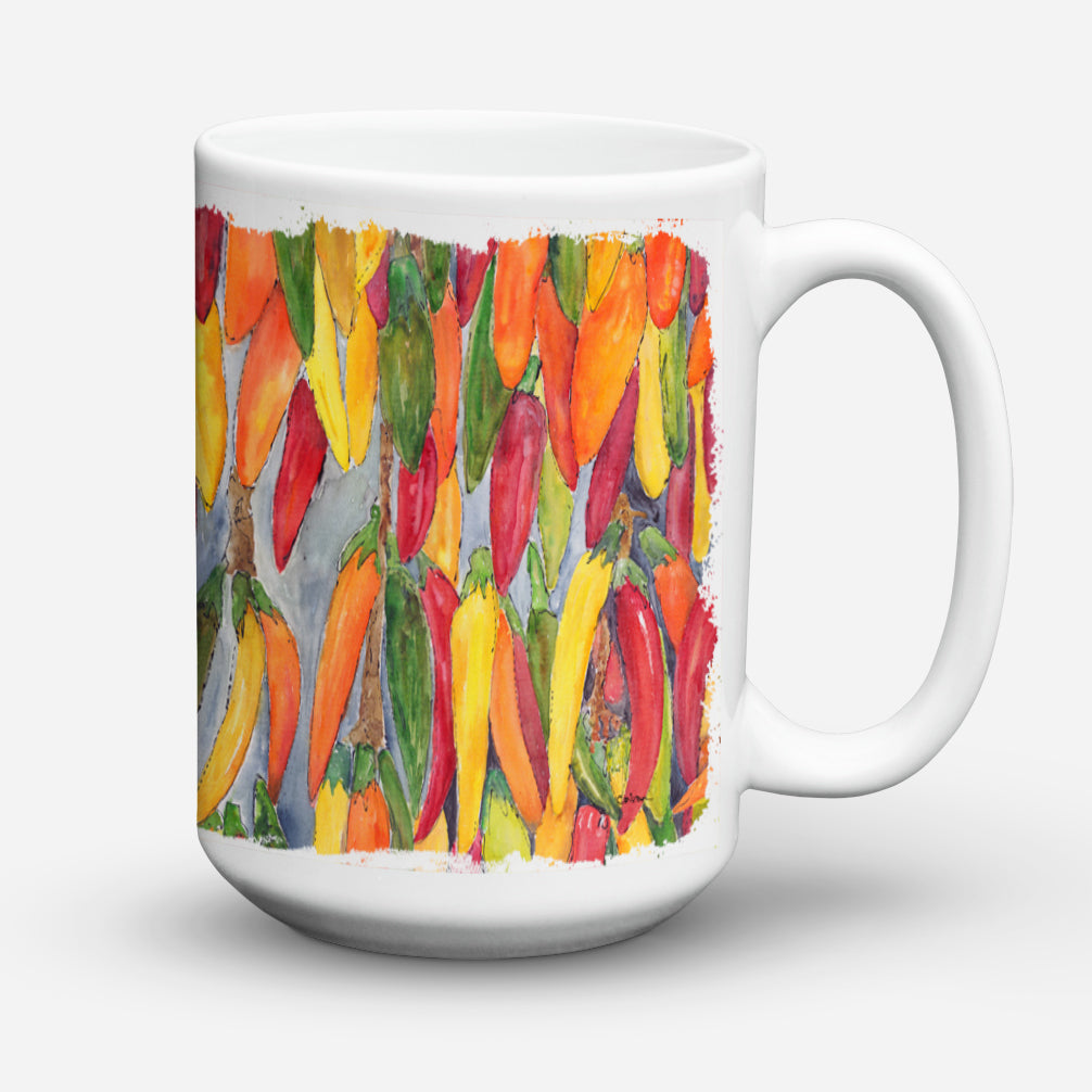 Hot Peppers Ceramic Coffee Mug 15 oz Decorative Large C Handle Mug Cup for Tea, Cocoa Hot Chocolate