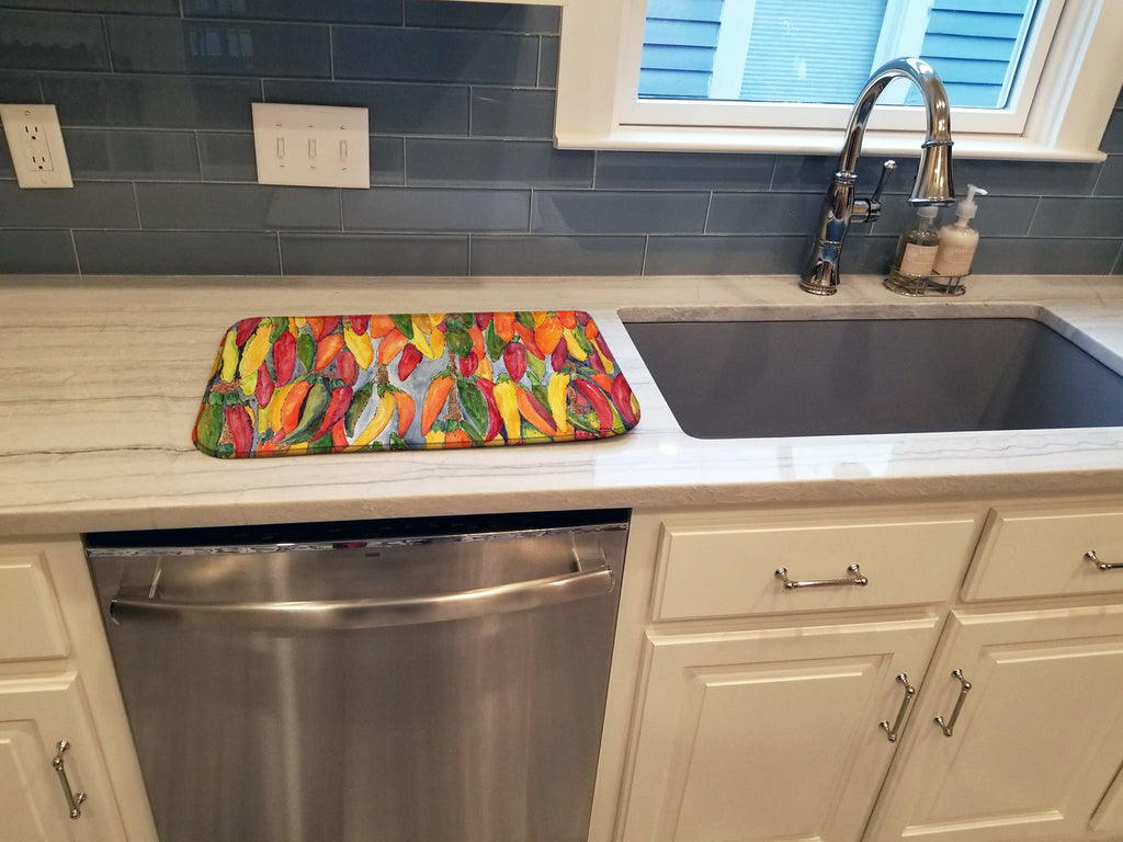 Hot Peppers Dish Drying Mat Absorbent Dish Drying Mat Pad for Kitchen Counter Dish Drainer Mat for Countertop, 14 x 21", Multicolor