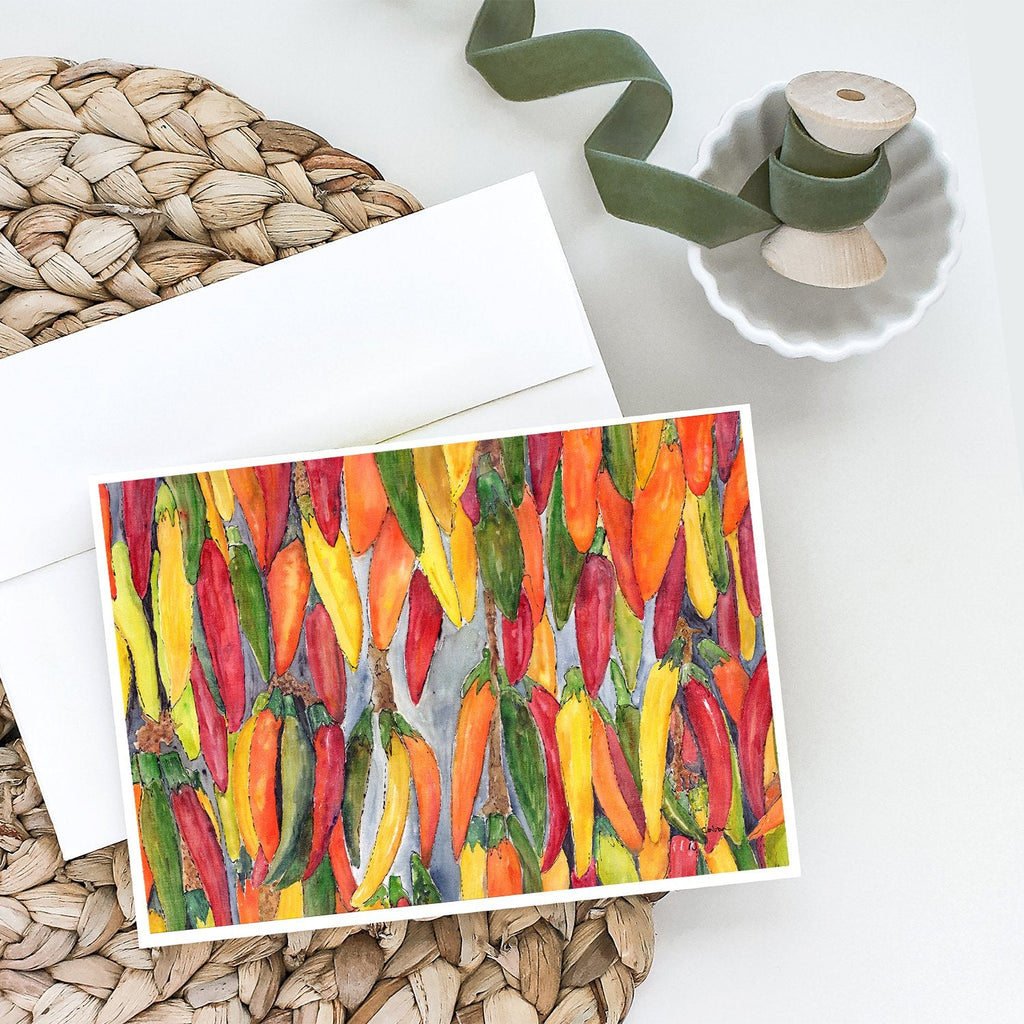 Hot Peppers Greeting Cards Pack of 8 Blank Cards with Envelopes Whimsical A7 Size 5x7