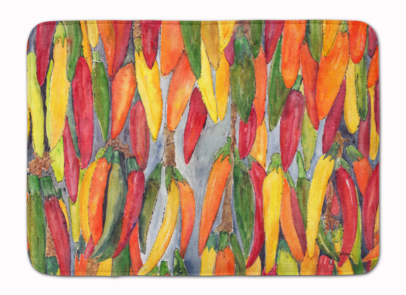 Hot Peppers Memory Foam Kitchen Mat Machine Washable Anti-Fatigue Cushion Comfort Bath or Kitchen Rug