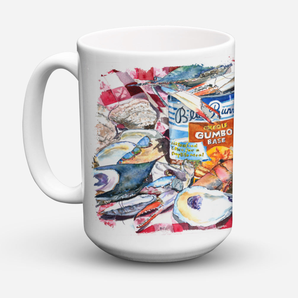 Blue Runner Gumbo Receipe Ceramic Coffee Mug 15 oz Decorative Large C Handle Mug Cup for Tea, Cocoa Hot Chocolate