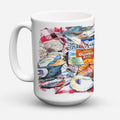 Blue Runner Gumbo Receipe Ceramic Coffee Mug 15 oz Decorative Large C Handle Mug Cup for Tea, Cocoa Hot Chocolate