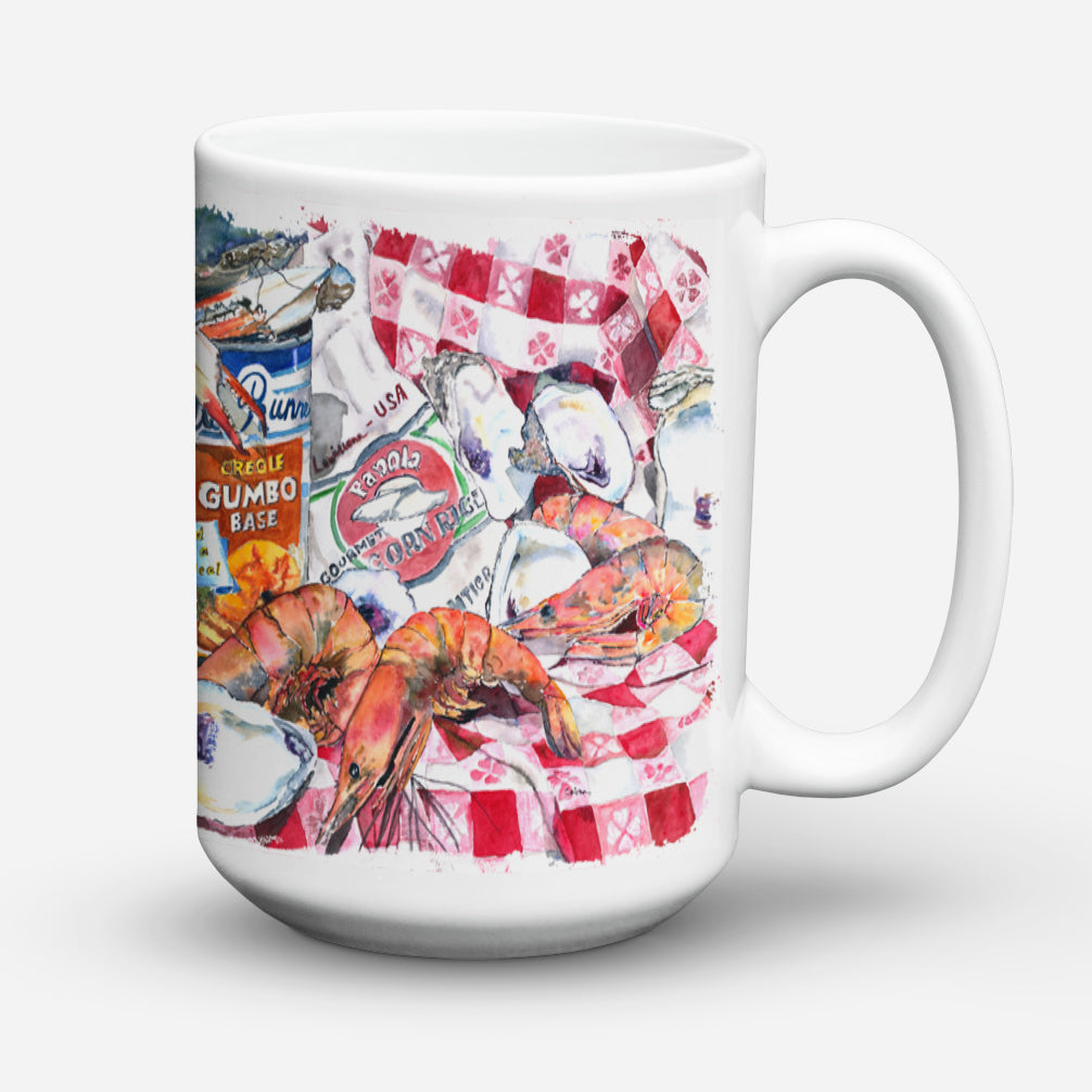 Blue Runner Gumbo Receipe Ceramic Coffee Mug 15 oz Decorative Large C Handle Mug Cup for Tea, Cocoa Hot Chocolate