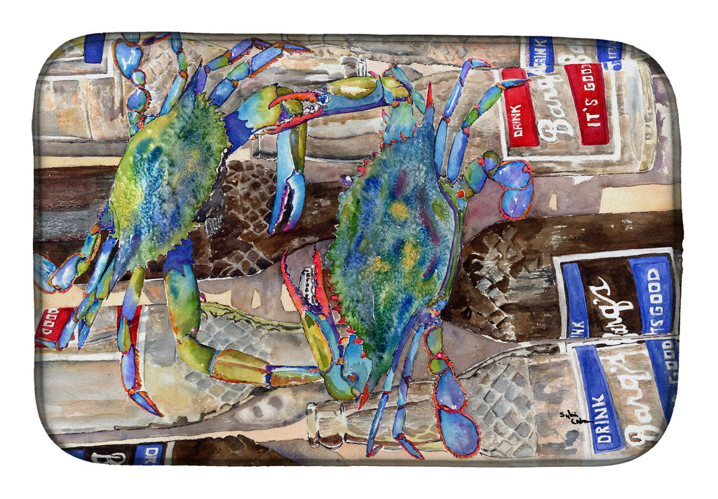 Blue Crabby Bottles of Barqs Rootbeer Dish Drying Mat Absorbent Dish Drying Mat Pad for Kitchen Counter Dish Drainer Mat for Countertop, 14 x 21", Multicolor