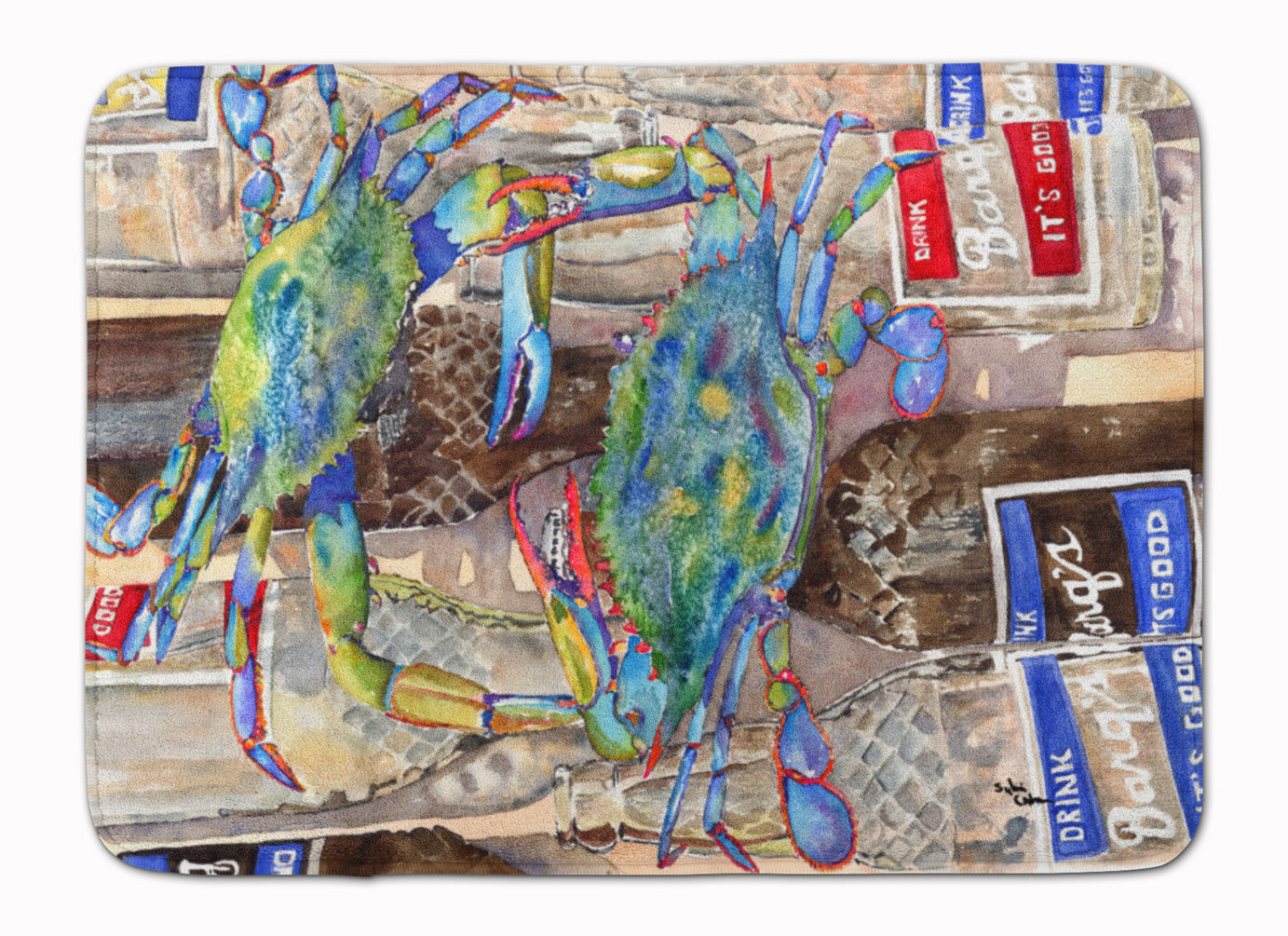 Blue Crabby Bottles of Barqs Rootbeer Memory Foam Kitchen Mat Machine Washable Anti-Fatigue Cushion Comfort Bath or Kitchen Rug