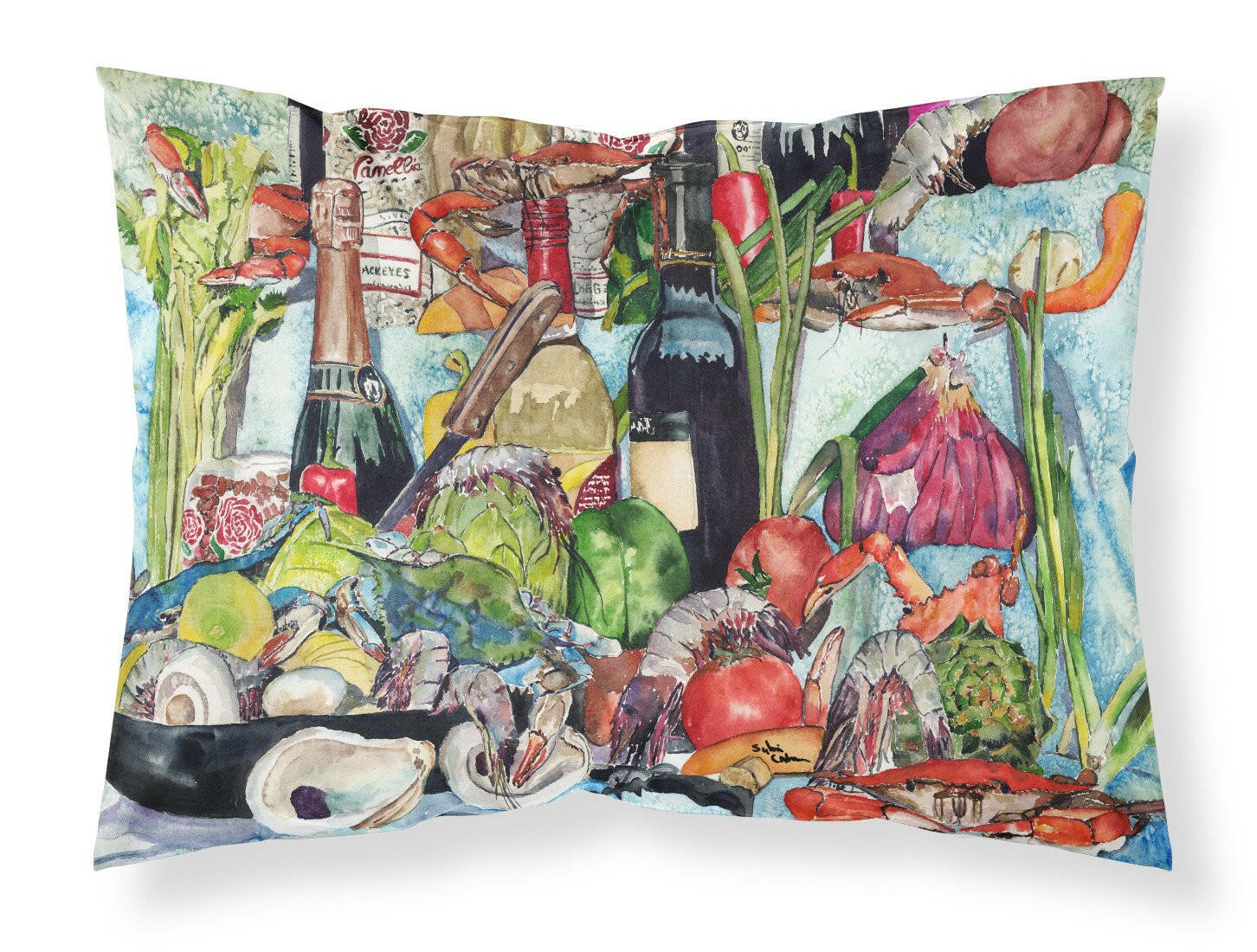 Wine Crab Shrimp and Oysters Standard Pillowcase Lightweight Super Soft Easy Care Decorative Artwork Pillowcase, Standard