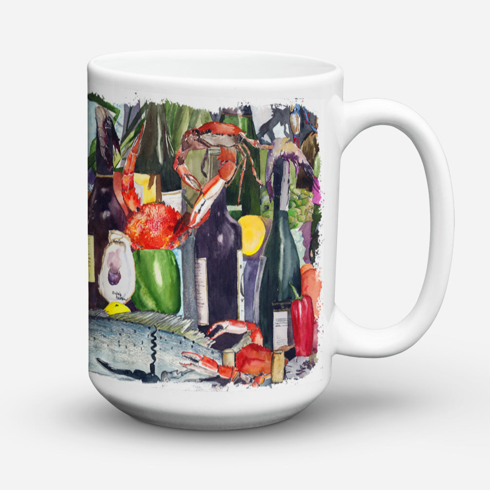 Wine and Speckled Trout Ceramic Coffee Mug 15 oz Decorative Large C Handle Mug Cup for Tea, Cocoa Hot Chocolate