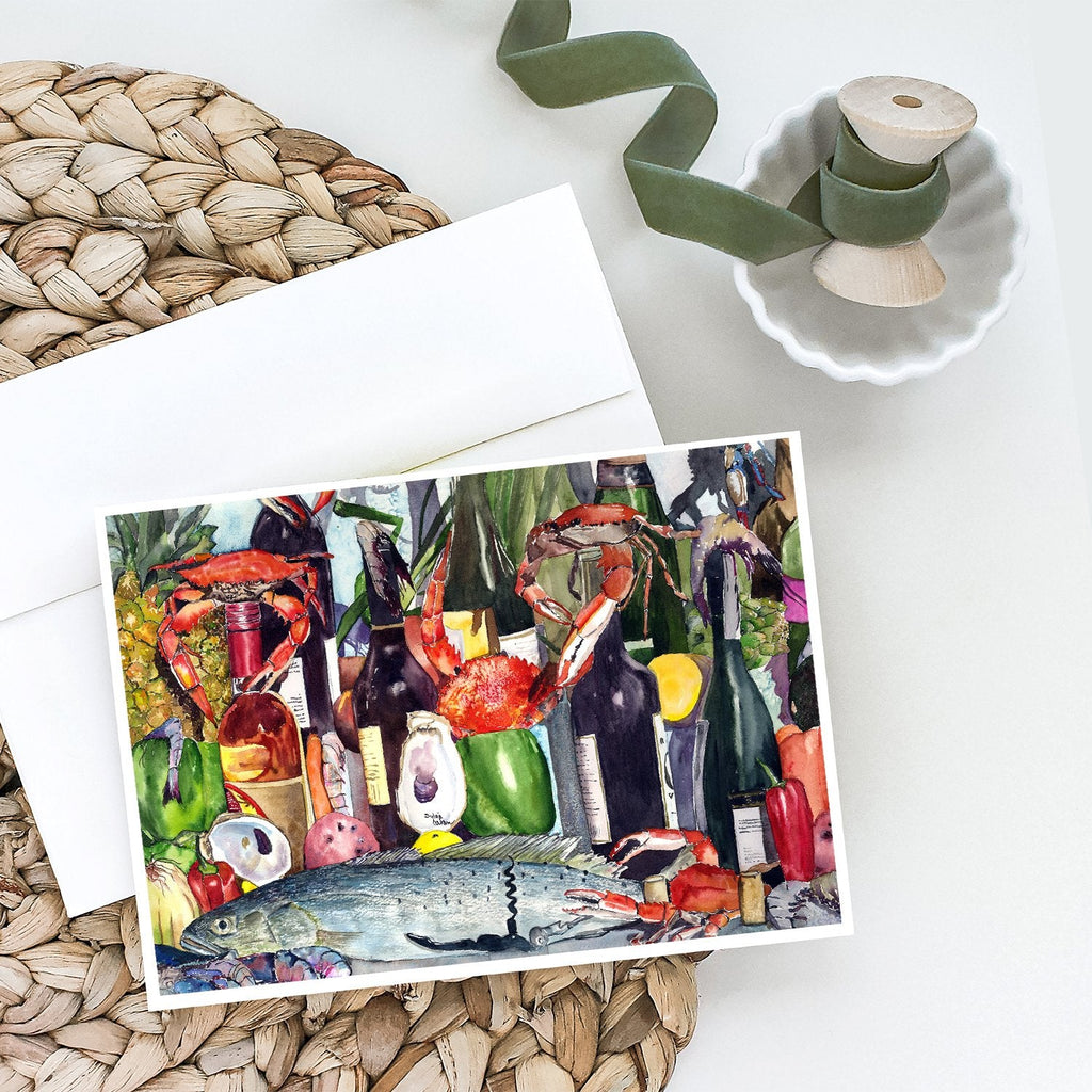 Wine and Speckled Trout Greeting Cards Pack of 8 Blank Cards with Envelopes Whimsical A7 Size 5x7
