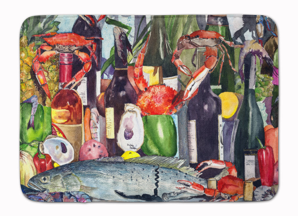 Wine and Speckled Trout Memory Foam Kitchen Mat Machine Washable Anti-Fatigue Cushion Comfort Bath or Kitchen Rug