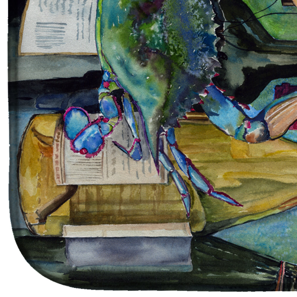 Blue Crabby Wine Bottles Dish Drying Mat Absorbent Dish Drying Mat Pad for Kitchen Counter Dish Drainer Mat for Countertop, 14 x 21", Multicolor