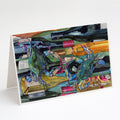 Blue Crabby Wine Bottles Greeting Cards Pack of 8 Blank Cards with Envelopes Whimsical A7 Size 5x7