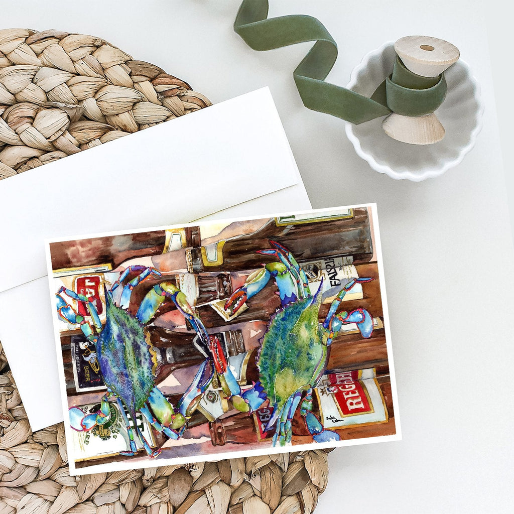 Blue Crabby New Orleans Beer Bottles Greeting Cards Pack of 8 Blank Cards with Envelopes Whimsical A7 Size 5x7