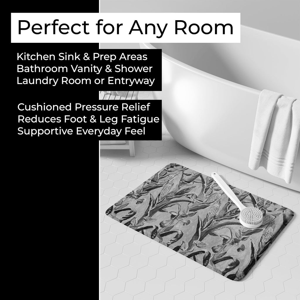 Corn Ironwork Fence Memory Foam Kitchen Mat Machine Washable Anti-Fatigue Cushion Comfort Bath or Kitchen Rug