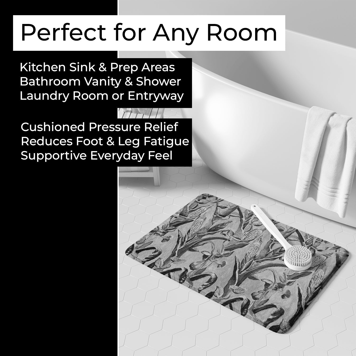 Corn Ironwork Fence Memory Foam Kitchen Mat Machine Washable Anti-Fatigue Cushion Comfort Bath or Kitchen Rug