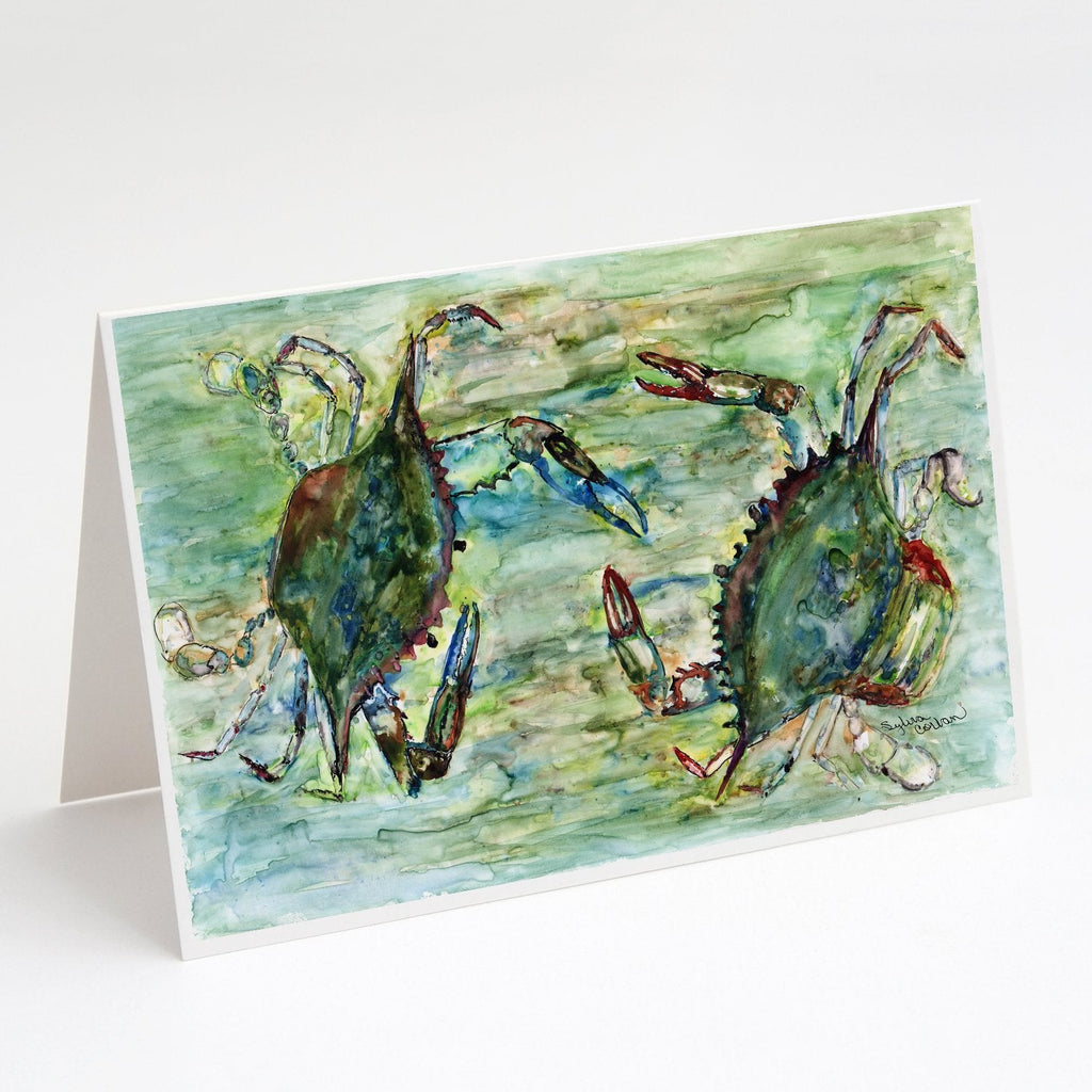Blue Crab Standoff Greeting Cards Pack of 8 Blank Cards with Envelopes Whimsical A7 Size 5x7