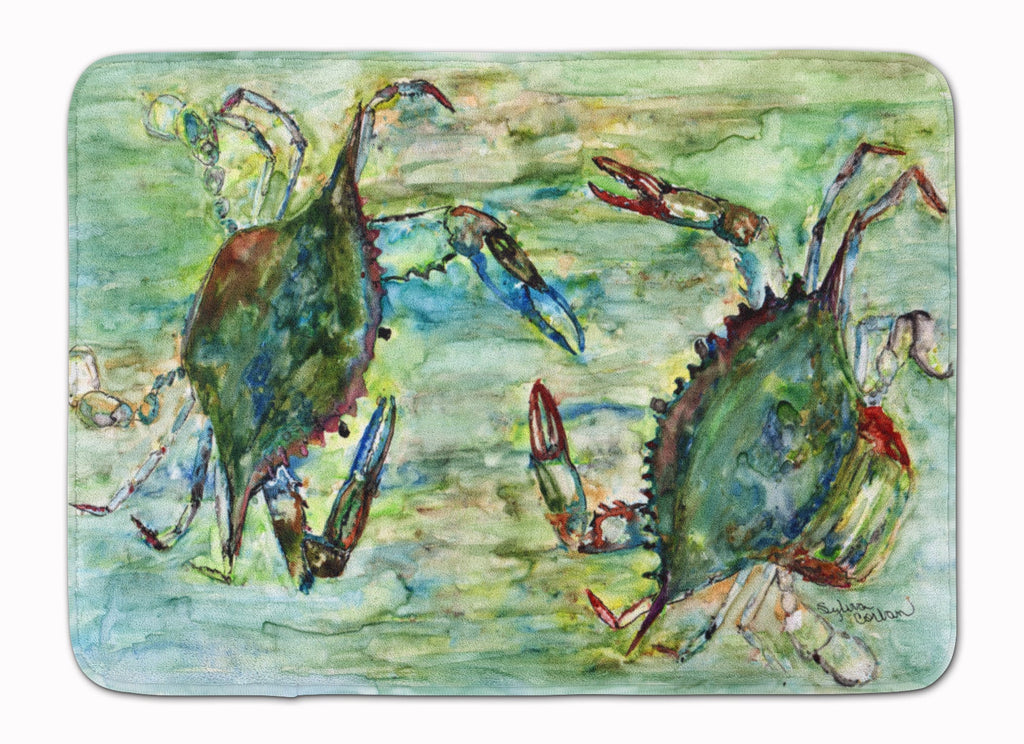 Blue Crab Standoff Memory Foam Kitchen Mat Machine Washable Anti-Fatigue Cushion Comfort Bath or Kitchen Rug