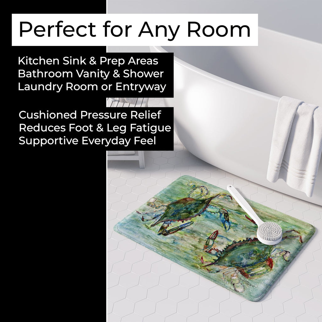 Blue Crab Standoff Memory Foam Kitchen Mat Machine Washable Anti-Fatigue Cushion Comfort Bath or Kitchen Rug