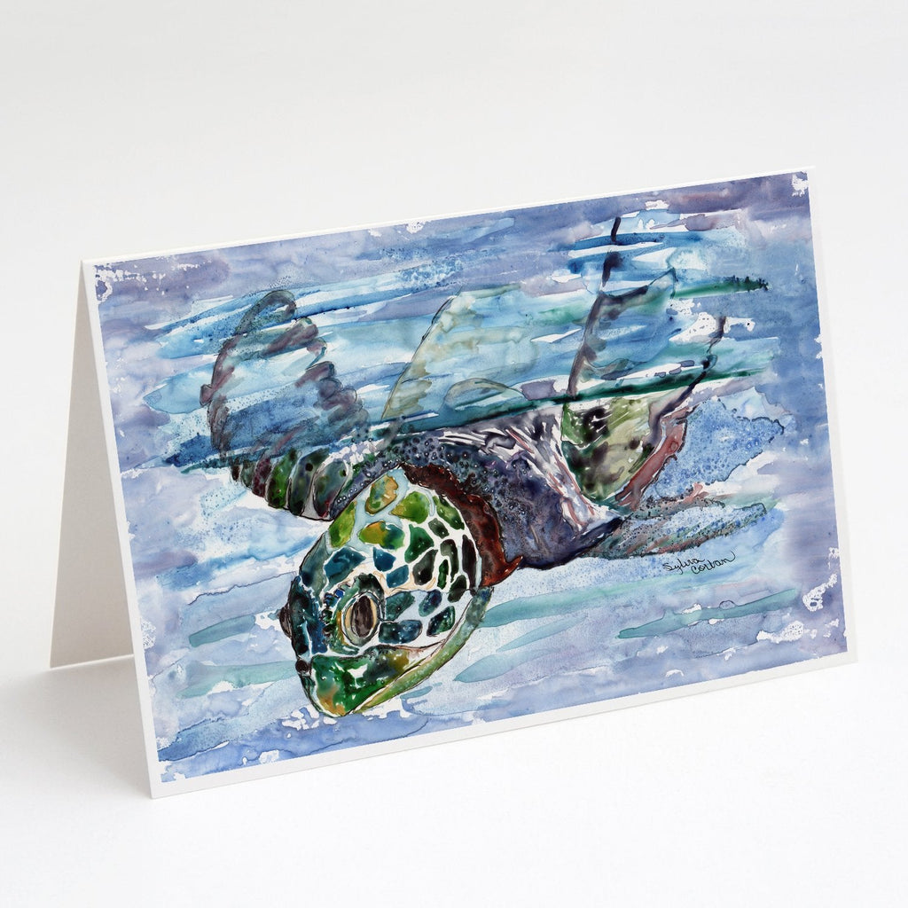 Loggerhead Turtle in a Dive Greeting Cards Pack of 8 Blank Cards with Envelopes Whimsical A7 Size 5x7