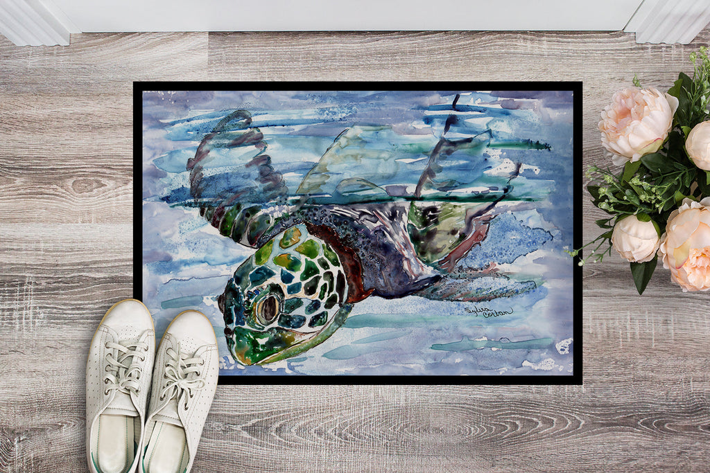 Loggerhead Turtle in a Dive Doormat Indoor Outdoor 24H X 36W Front Door Mat Rugs for Entryway, Non Slip Washable Low Pile,