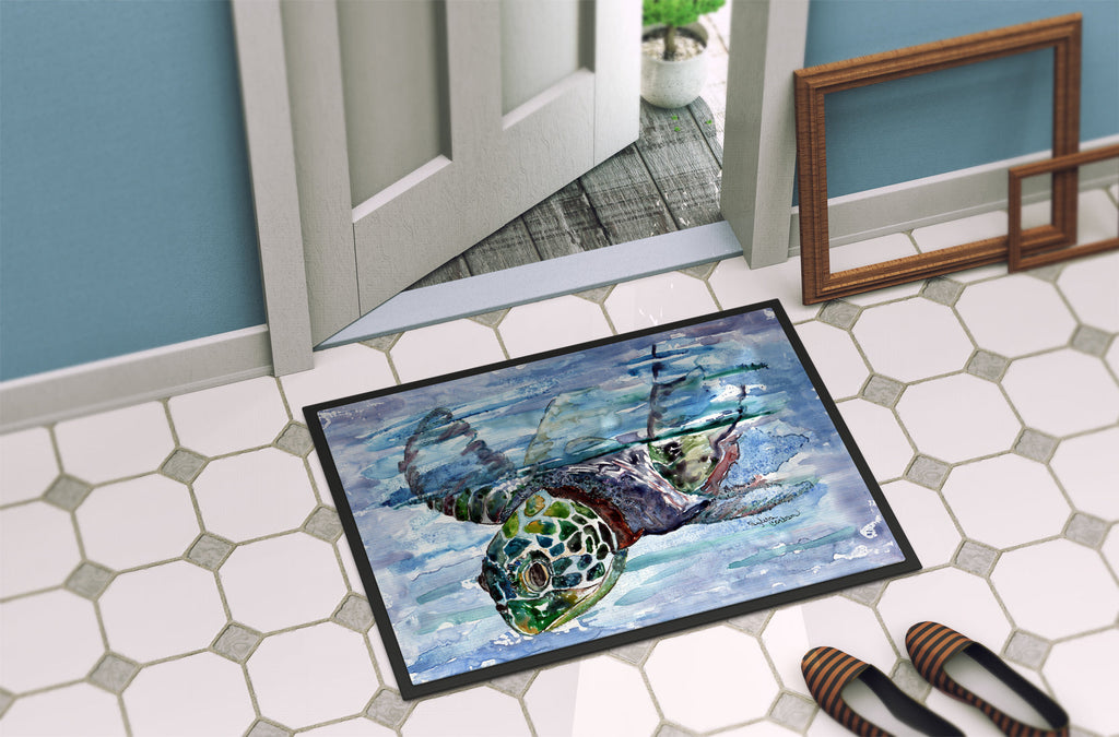 Loggerhead Turtle in a Dive Doormat Indoor Outdoor 24H X 36W Front Door Mat Rugs for Entryway, Non Slip Washable Low Pile,
