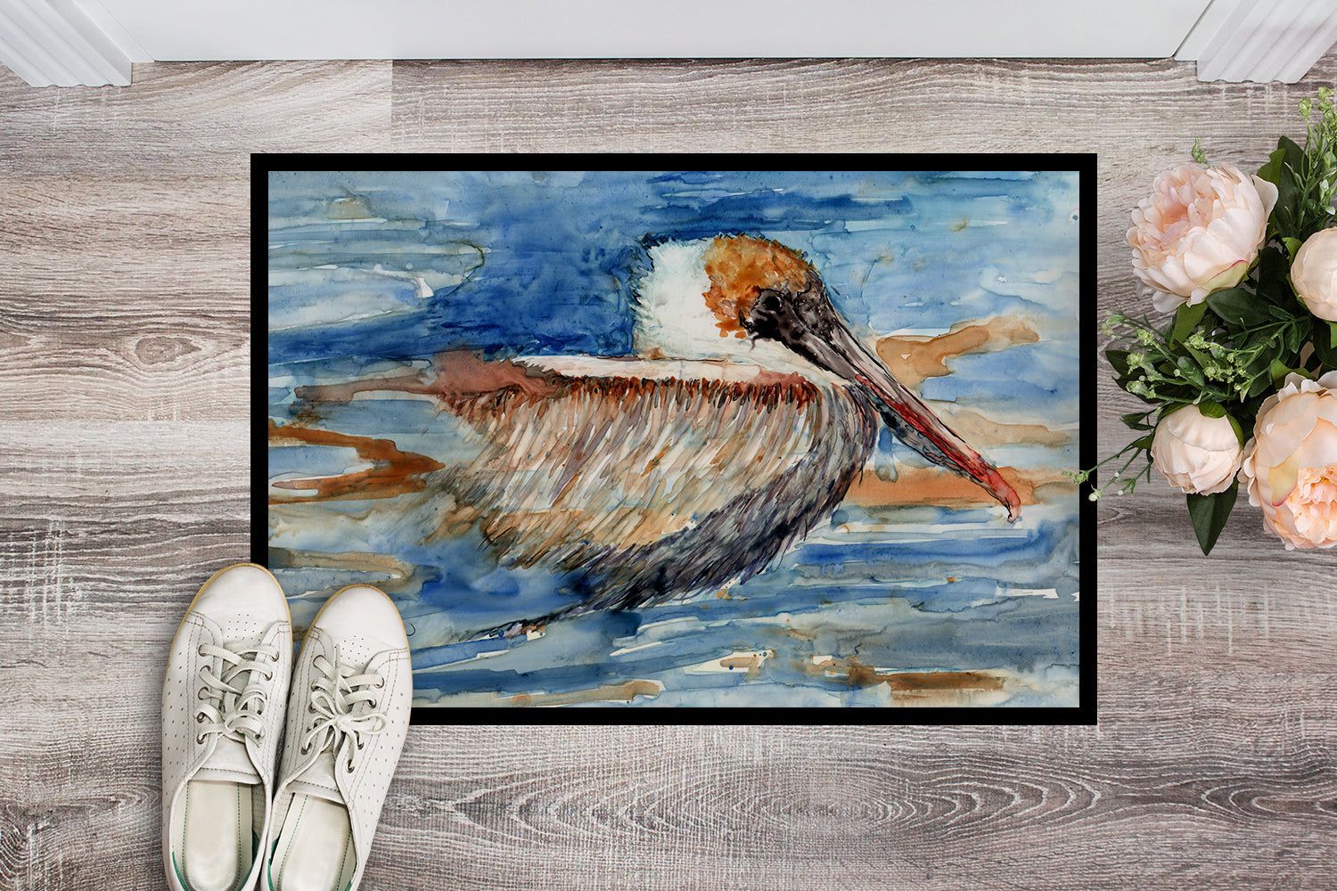 Pelican in the water Doormat Indoor Outdoor 24H X 36W Front Door Mat Rugs for Entryway, Non Slip Washable Low Pile,