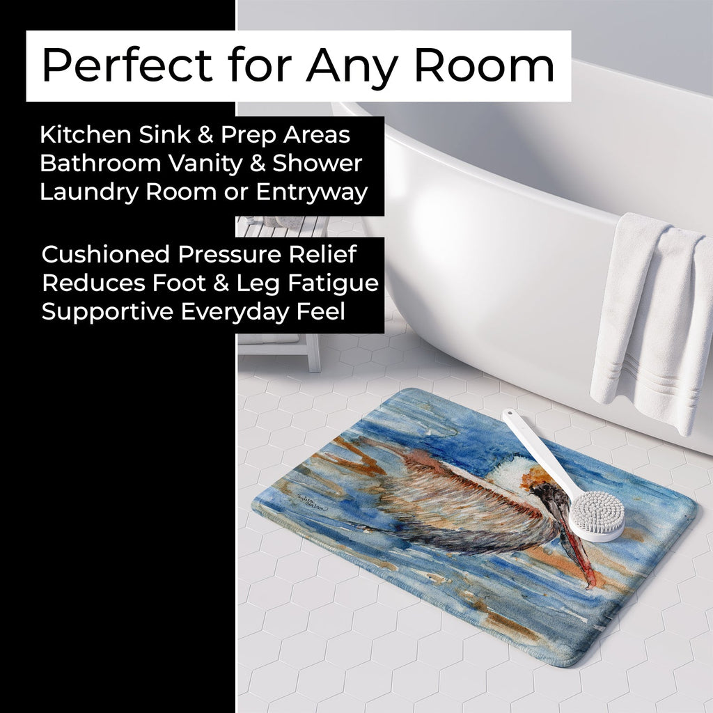 Pelican in the water Memory Foam Kitchen Mat Machine Washable Anti-Fatigue Cushion Comfort Bath or Kitchen Rug