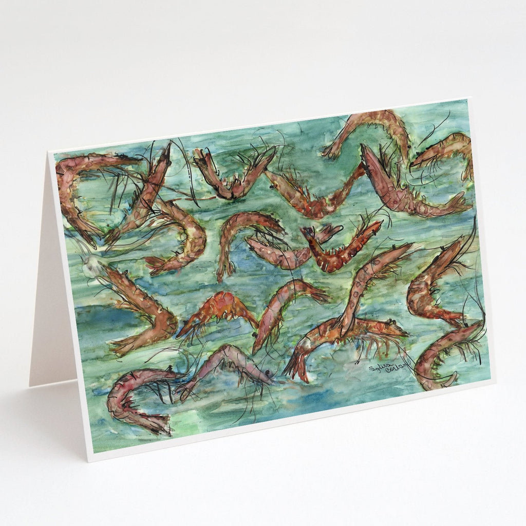Catch of Shrimp Greeting Cards Pack of 8 Blank Cards with Envelopes Whimsical A7 Size 5x7
