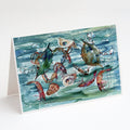 Crabs, Shrimp and Oysters in Water Greeting Cards Pack of 8 Blank Cards with Envelopes Whimsical A7 Size 5x7